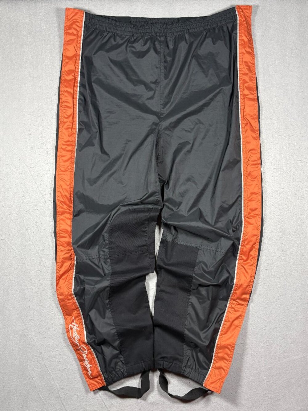 Vintage Harley Davidson women’s black & orange rain track pants Size 1W